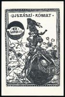 Gyulai Líviusz (1937-): Ex Libris Ujszászi Róbert. Fametszet, papír, jelzett a metszeten, 17×12 cm