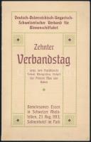 1913 Deutsch-Österreichisch-Ungarisch-Schweizerischer Verband für Binnenschiffahrt [Német-Magyar-Osztrák-Svájci Belvizi Hajózási Szövetség] 10. egyesületi napjának menükártyája, Max von Baden herceg védnöksége alatt, a svájci Rheinfeldenben, Salinenhotel parkjában, 2 sztl. lev.