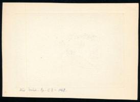 Kiss Terézia (1928-2016): Karácsonyfa. Rézkarc, papír, jelzett, 8,5×13 cm