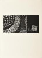 Joseph Kádár (1936-2019): Dualista kompozíció. Szitanyomat, papír, jelzett, művészpéldány E.A. 5/10 számozással. Hátoldalán a művész pecsétjével. 13,5x27 cm