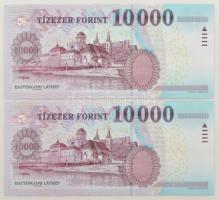 2012. 10.000Ft (2x) sorszámkövetők "AD 1376913 - AD 1376914" T:VF