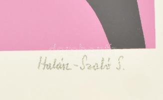 Halász Szabó Sándor (1920-1997): Kompozíció. Szitanyomat, papír, jelzett, számozott (22/30), 40x29 c...