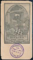 cca 1920-1930 Roboz Andor: &quot;XII. Nyuszkó őfelsége birodalmában&quot;, könyvajánló számolócédula, rajta Turcsány Antal (Bp., Üllői út 2.) könyvesboltjának bélyegzőjével, szélein kissé sérült