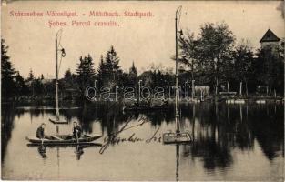 Szászsebes, Mühlbach, Sebesul Sasesc, Sebes; Városliget. H. Hientz kiadása / Stadtpark / park (EK)