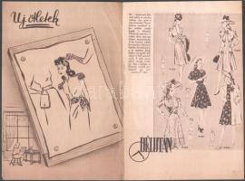 1943 Női divatkép, ofszet, papír, Párisi Divat magazin, 6 oldal töredékként, 29x20 cm