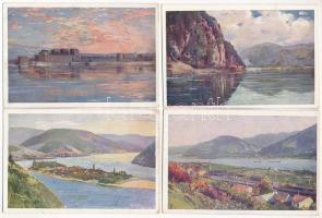 Orsova, Ada Kaleh, Kazán-szoros / Kasanpartie / Cazan - 8 db régi MFTR Művészlevelezőlap képeslap / 8 pre-1945 art postcards