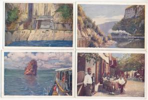 Orsova, Ada Kaleh, Kazán-szoros / Kasanpartie / Cazan - 8 db régi MFTR Művészlevelezőlap képeslap / ...
