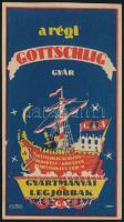 cca 1930-1940 &quot;A régi Gottschlig gyár gyártmányai a legjobbak&quot; számolócédula, Kozma Lajos (1884-1948) grafikája