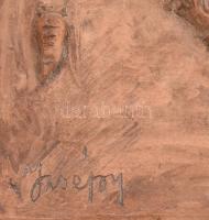 Izsépy Margit: Szamáron lovagló férfi. Kerámia plakett, jelzéssel, kis kopással, 18,5x16,5 cm