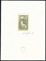 Kass János (1927-2010): Cantata. Rézkarc, papír, jelzett. 6×4 cm