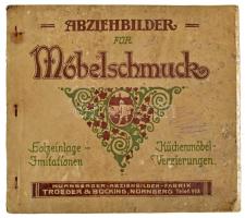 cca 1910 Abziehbilder für Möbelschmuck. Nürnberger-Abziehbilder-Fabrik Troeger &amp; Bücking, Nürnberg. Bútor-díszítőminták (intarziás, szecessziós minták) katalógusa, német nyelven, képekkel gazdagon illusztrálva. Kiadói tűzött papírkötés, viseltes, rossz állapotban, penészfoltos lapokkal.