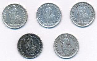 Svájc 1914-1951. 1/2Fr Ag (5xklf) T:AU-VF patina
Switzerland 1914-1951. 1/2 Franc Ag (5xdiff) C:AU-...