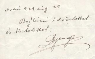 1929 Dr. Gyenge Miklós (1893-1985) Sereg-szemle c. versének nyomtatványa, hátoldalán a szerző saját ...