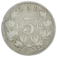 Dél-Afrikai Köztársaság (Zuid Afrikaansche Republiek) 1893. 3p Ag "Kruger" T:VF South African Republic (Zuid Afrikaansche Republiek) 1893. 3 Pence "Kruger" C:VF Krause KM#3