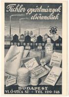 Tichler János gyógyszerészeti papírárugyár 2-részes kihajtható reklámja. Budapest VI. Ó utca 37. / H...