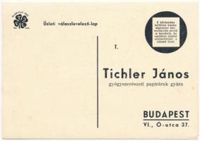 Tichler János gyógyszerészeti papírárugyár 2-részes kihajtható reklámja. Budapest VI. Ó utca 37. / H...