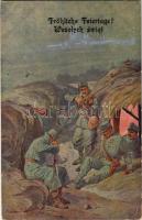1915 Fröhliche Feiertage! / Wesolych swiat / WWI Austro-Hungarian K.u.K. military art postcard s: J. Stroff (EB)
