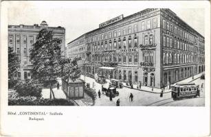 Budapest V. Hotel Continental szálloda (Oszvald ház), villamos, autók. Nádor utca 22. (1917-től az Országos Központi Hitelszövetkezet épülete) (EK)