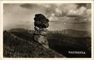 1943 Nagybánya, Baia Mare; szikla a Rozsály csúcson / Varful Ignis / mountain peak (EK)