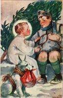 Márton L.-féle Cserkészlevelezőlapok Kiadóhivatala / Hungarian boy scout art postcard s: Márton L.