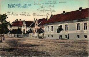 1913 Szászváros, Broos, Orastie; Víz utca / Wassergasse / street (EK)