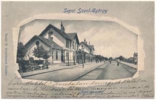 1903 Sepsiszentgyörgy, Sfantu Gheorghe; Vasútállomás. Benkő M. kiadása / railway station