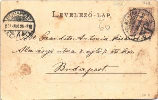 1901 Kolozsvár, Cluj, Klausenburg; Fő tér városi vasúttal, Gergely Ferenc és Reményik Victor üzlete ...