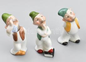 Herendi Hófehérke és a hét törpe, kézzel festett, jelzett, Hófehérke koronája sérült, egyébként hibá...