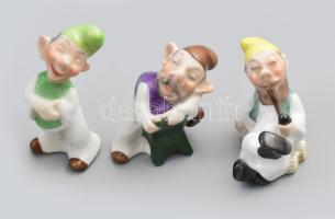 Herendi Hófehérke és a hét törpe, kézzel festett, jelzett, Hófehérke koronája sérült, egyébként hibá...