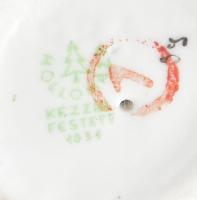 Hollóházi kisfiú porcelán figura. Kézzel festett, jelzett, hibátlan, m: 12 cm