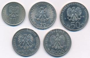 Lengyelország 1974-1990. 10 - 10.000Zl (5xklf) emlékérme kiadások T:AU,XF
Poland 1974-1990. 10 - 10...