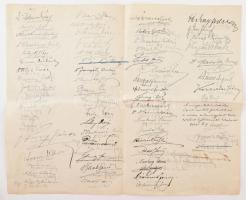 Régi dokumentum neves személyiségek aláírásával, közte bárók