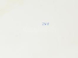 Herendi zöld virágos kínálótál, lecsiszolt jelzéssel, kopással, 31,5x25 cm