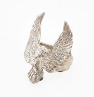 Ezüst(Ag) madaras gyűrű, jelzett, kis deformációval, méret: 62, nettó: 10 g