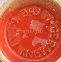 Retro német mázas kerámia váza, élénk virágmintákkal díszítve, jelzéssel, hibátlan, m:17 cm