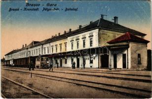 Brassó, Kronstadt, Brasov; vasútállomás, vonat / railway station, train (EB)