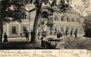 1905 Püspökfürdő, Szentlászlófürdő, Baile 1 Mai (Nagyvárad, Oradea); Főépület fürdő vendégekkel. Sebő Imre kiadása / spa hotel with guests (EB)