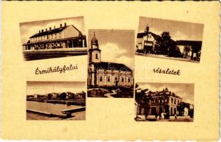 Érmihályfalva, Valea lui Mihai; vasútállomás, templom, Gluck üzlete / railway station, church, shop