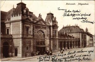 1915 Kolozsvár, Cluj; pályaudvar, vasútállomás / railway station (EK)