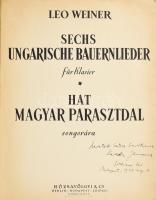 1933 Weiner Leó: Sechs Ungarische Bauernlieder für Klavier. Hat magyar parasztdal zongorára. A szerz...