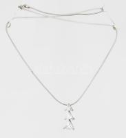 Ezüst(Ag) kígyó nyaklánc háromszöges köves függővel, jelzett, h: 42 cm, bruttó: 6,1 g