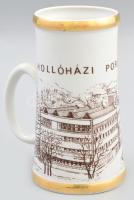 Hollóházi porcelángyár feliratos Hollóházi korsó, jelzéssel, minimális kopással, m: 14,5 cm