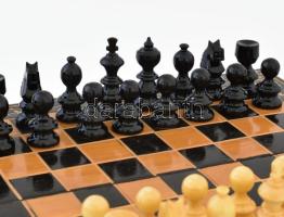 Fa sakk készlet, teljes, szép állapotban, 26x26 cm