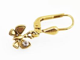 Arany (Au) 14 K pillangós gyerek fülbevalópár, jelzett, bruttó: 1,7 g