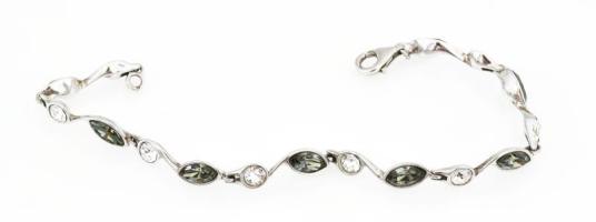 Ezüst(Ag) karkötő Swarovski kövekkel, jelzett, h: 18 cm, bruttó: 9,5 g