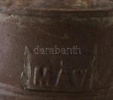 Antik MÁV bádog kanna, kopott, m: 31 cm