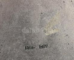 Díszes öntött fém kínálótál, áttört mintás, kopással, 25x19,5x8,5 cm