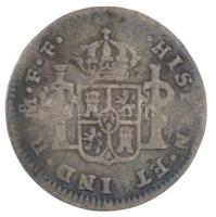 Mexikó 1779. 1/2R Ag "III. Károly" (1,59g) T:F ü., hajlott lemez Mexico 1779. 1/2 Real Ag "Charles III" (1,59g) C:F ding, bent Krause KM#69