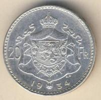 Belgium 1934. 20Fr Ag T:3