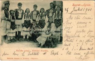 1901 Zagreb, Zágráb; Narodne nosnje / National Trachten / Horvát népviselet / Croatian folklore, national costumes (EK)